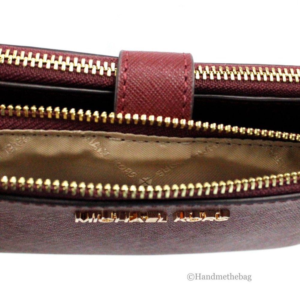 NEW Michael Kors Jet Set Travel Large Double Zip Wristlet Wallet Dark Cherry NWT - Picture 4 of 4